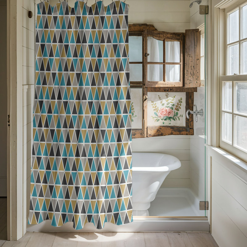 Motif bleu - Rideau de douche Premium, H 74 po x l 71 po