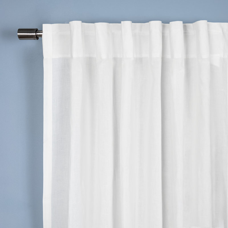 Linen Blend Semi Sheer Rod Pocket And Back Tab Curtain (Single Panel), Ivory, 52" W x 84" L