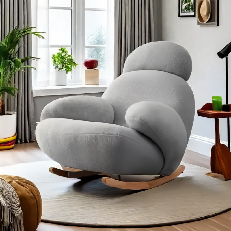 Chaise berçante moderne rembourrée, Gris