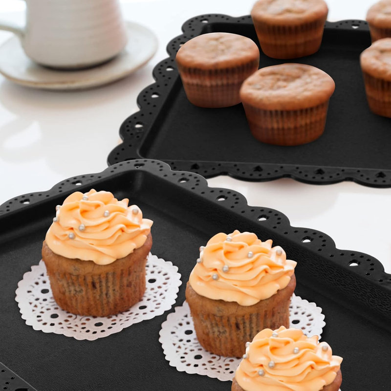 9 Pcs Black Cake Stand Set, Crown Style Dessert Table Display Kit with 6 Rectangle Cupcake Stands and 3 Round 3-Tier Serving Trays for Wedding Birthday Party