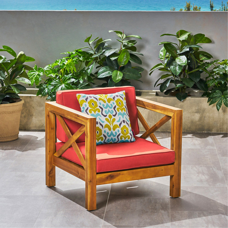 CLUB CHAIR, Red, Teak