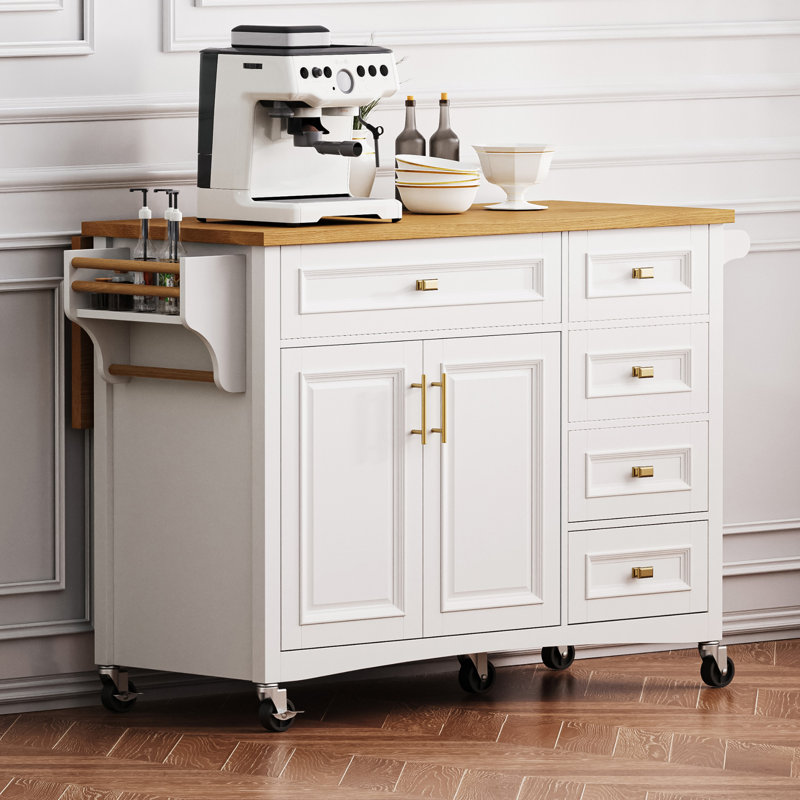 52'' Kitchen Island With Drop Leaf, White
