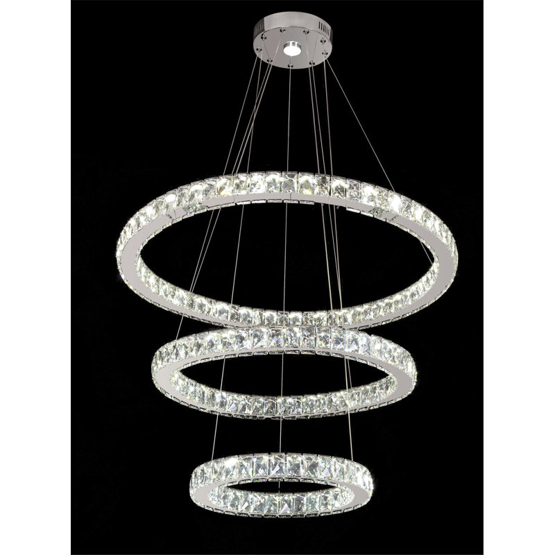Modern 3 Tier LED Crystal Loop Pendant