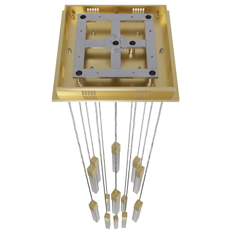 Brushed Brass 13-Light Glass LED Cluster Pendant