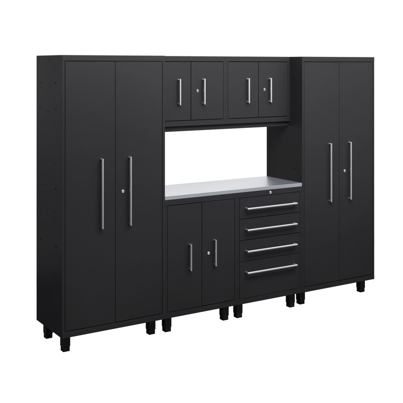 Ensemble d'armoires 7 pièces avec base, outils, armoires murales et casiers 30 "Core Plus Series