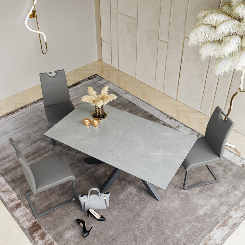 Sang Rectangular Extending Ceramic Dining Table, 76 x 160 x 90cm, Dark Grey