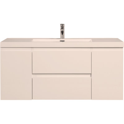 Meuble-lavabo mural 48 po avec lavabo, meuble-lavabo mural moderne avec lavabo en résine et tiroirs