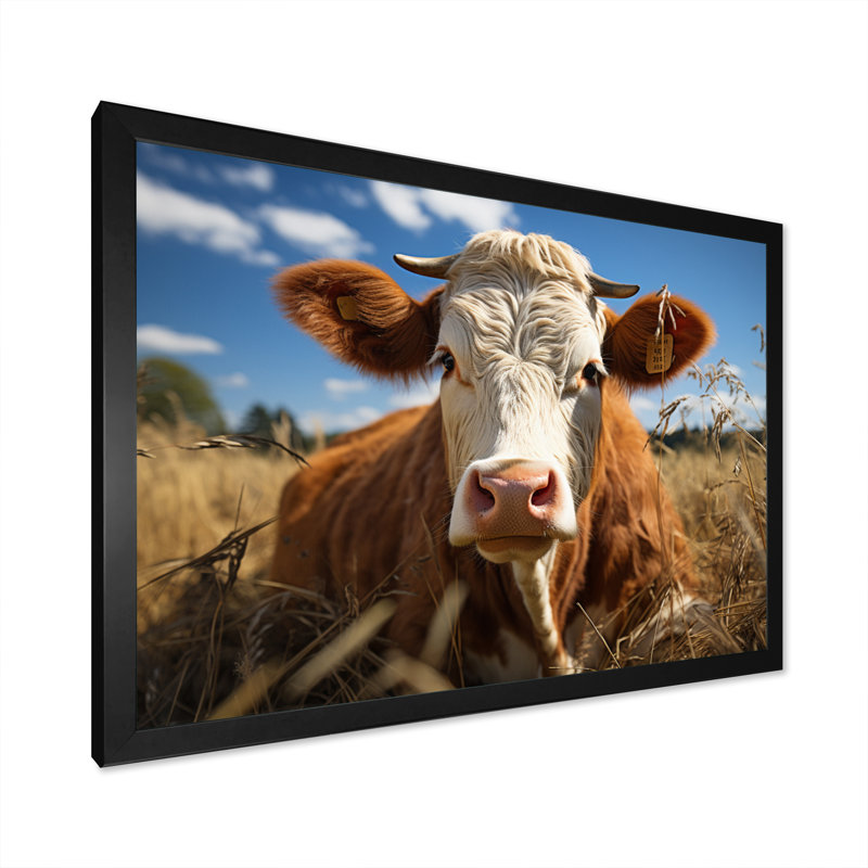 «Yacob Cow Majestic I», reproduction sur toile, Cadre simple noir, H 30 po x l 40 po x P 1,5 po