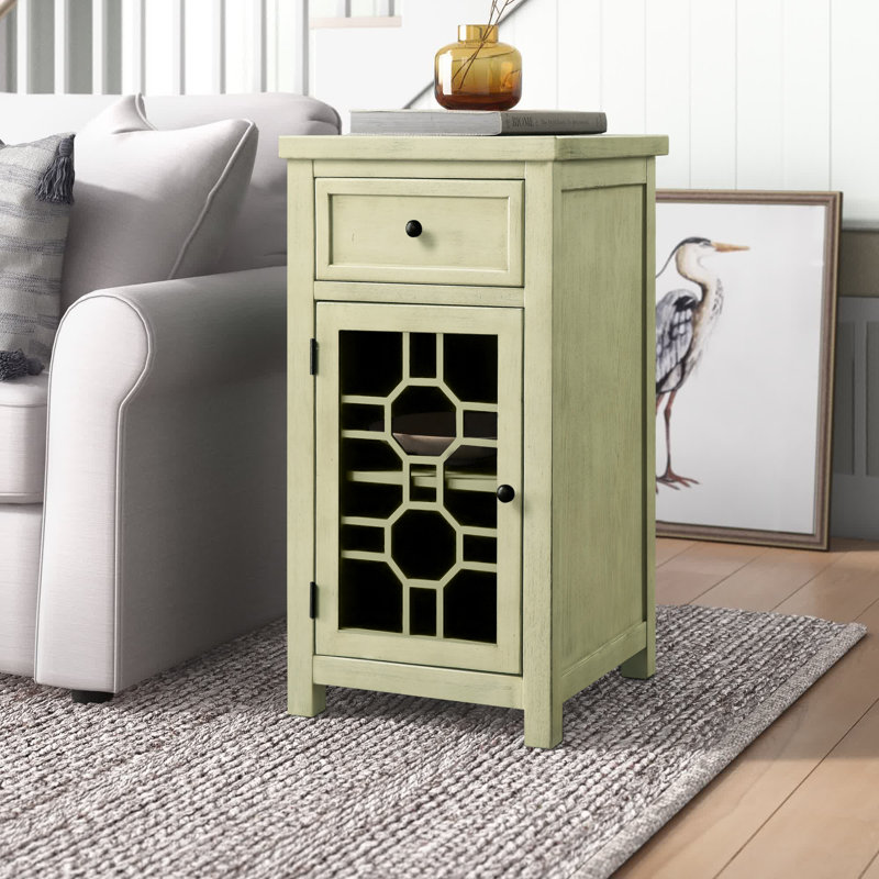 End Table with Storage, Antique White