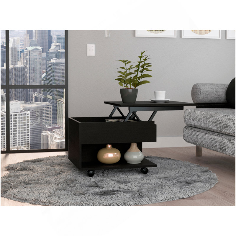 Table basse à plateau relevable Portland, Noir, H 15,3 po x l 21,6 po x P 19,6 po
