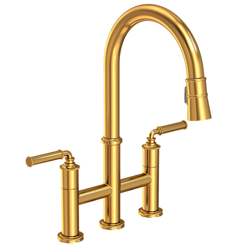 Taft Pull Down Kitchen Bridge Faucet, Aged Brass