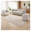 Canapé 3 places moderne en bouclette avec accoudoirs carrés, canapé rembourré beige pâle pour salon