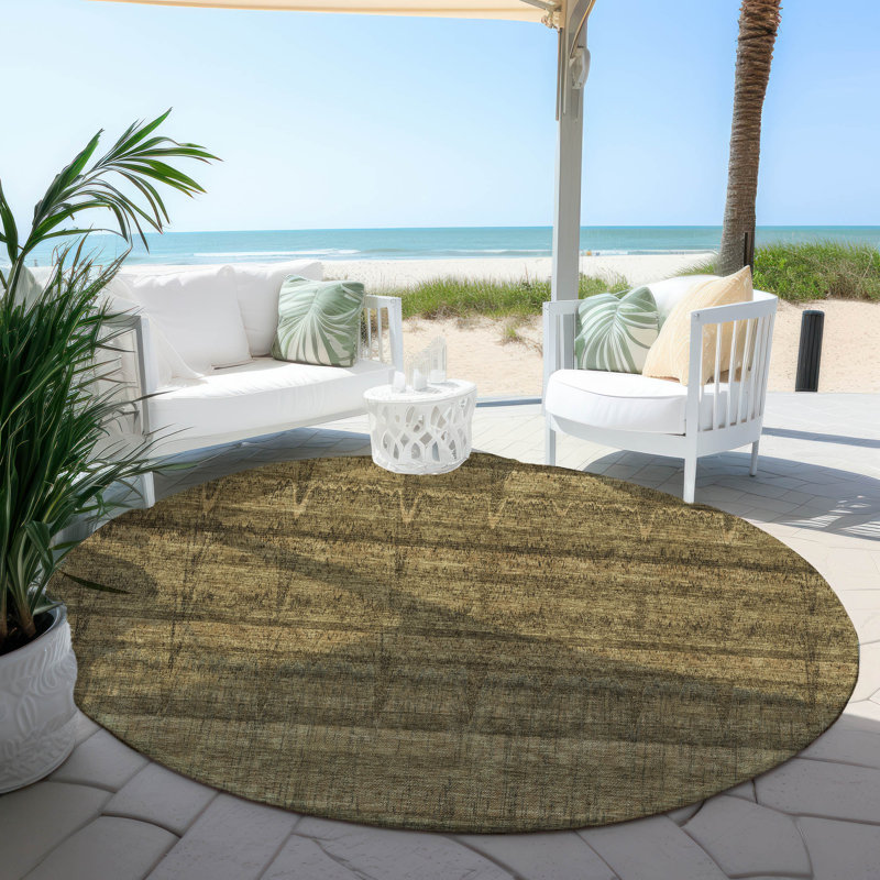 Striped Indoor / Outdoor Rug, Round 8'