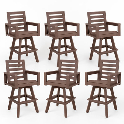 Tabourets de bar rotatifs en PEHD haut de gamme de qualité supérieure, de style transitionnel, en polyéthylène haute densité, de qualité commerciale, de qualité commerciale, à 360 degrés, certifiés par la GV, avec grain de bois embossé à chaud