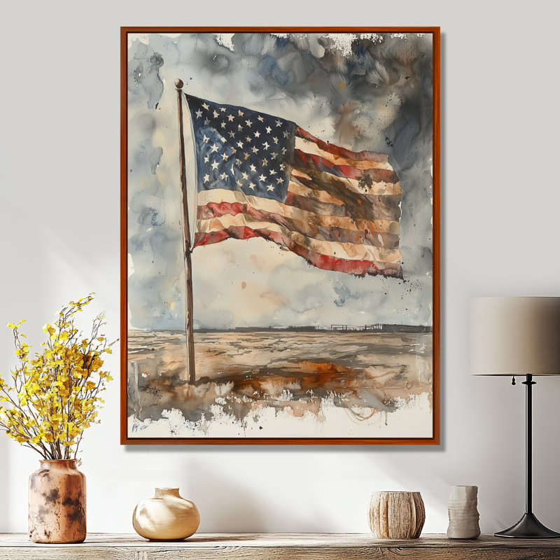 Drapeau de la liberté des États-Unis dans les années 18S - Art mural États-Unis, H 44 po x l 34 po, Brun