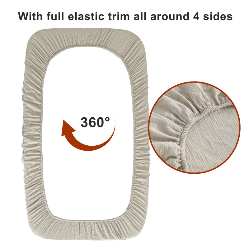 Ensemble de 2 draps-housse pour lit de bébé en coton mousseline double couche, housse de matelas pour tout-petit respirant
