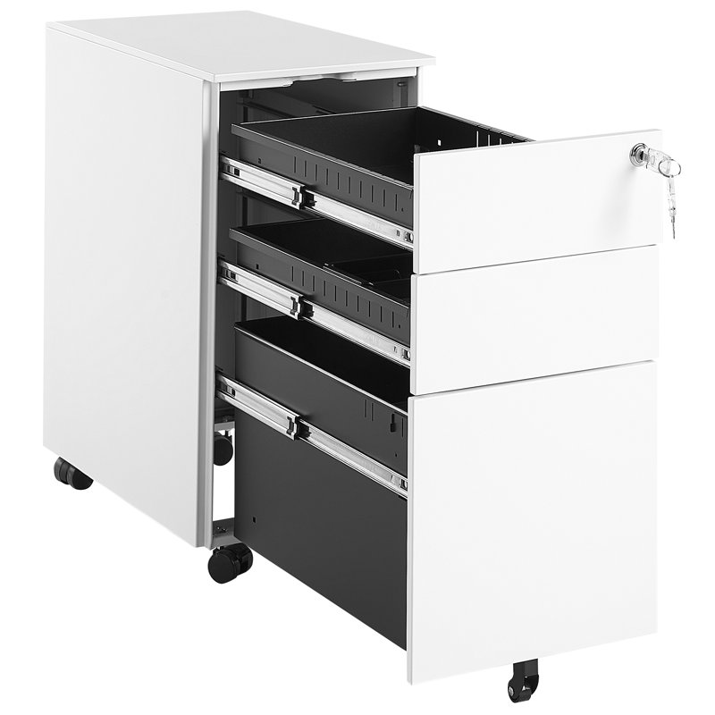 Bridget-Malikia 30cm Wide 3 -Drawer Mobile Solid Wood File Cabinet, White