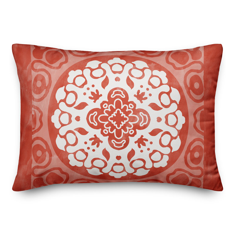 Housse et insert de coussin d'extérieur pour l'extérieur, Rouge, Floral 1