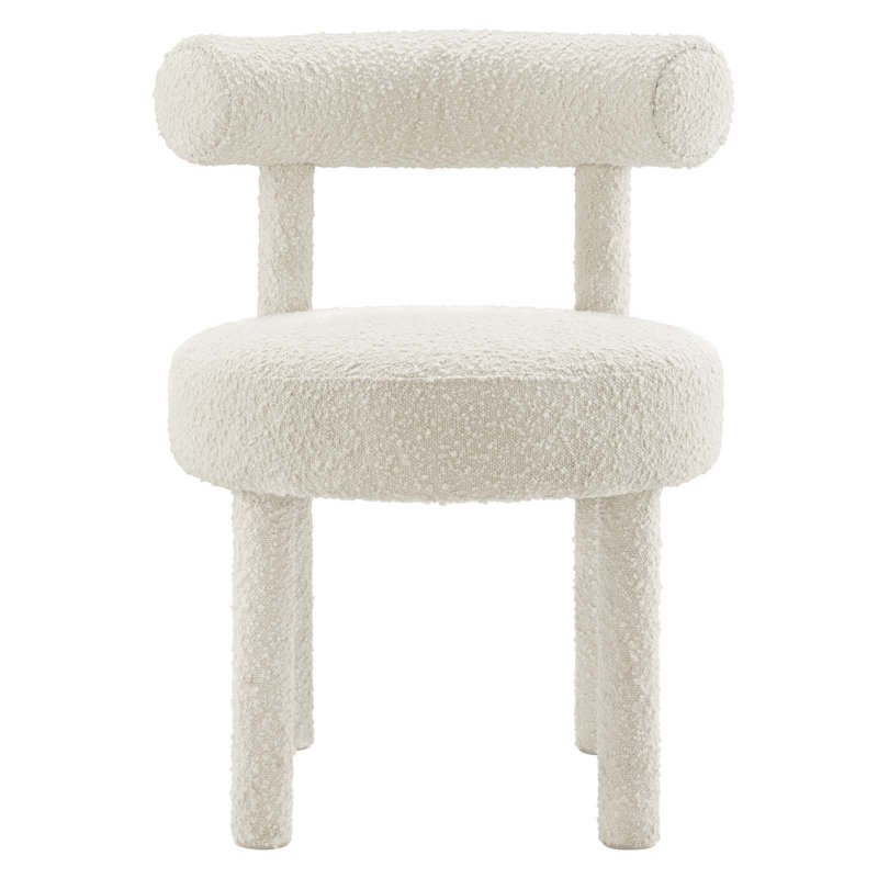 Modway Toulouse Side Fabric Upholstered Dining Chairs, Boucle Ivory