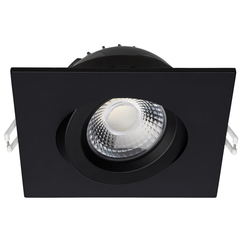 4" Square Adjustable Trim Selectable Color Temperature Dimmable Air-Tight IC Rated LED Canless Recessed Lighting Kit, Black