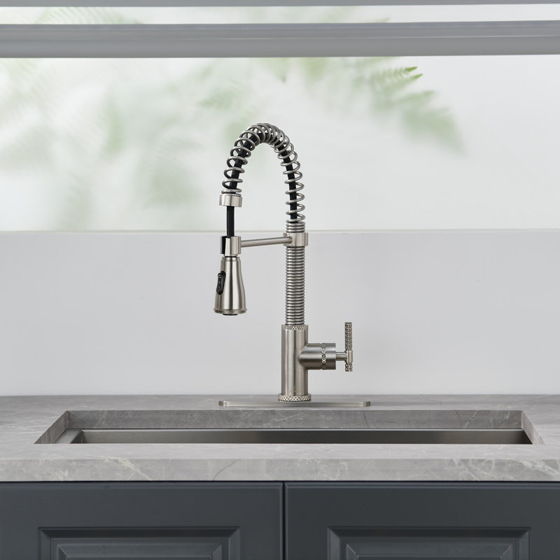 Bolden CASAINC 1.8 GPM Britt Commercial Style Pull Down Single Handle Kitchen Faucet, Brushed Nickel