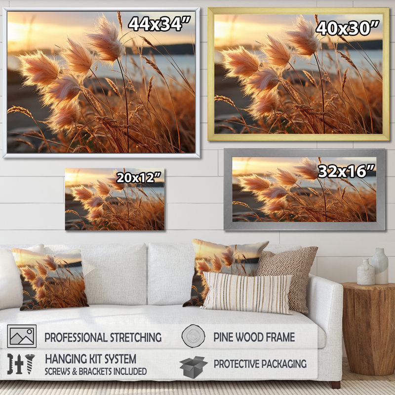 Wildflowers Sublime Horizons, reproduction d'art sur toile, H 16 po x l 32 po x P 1 po, Cadre doré à une seule photo