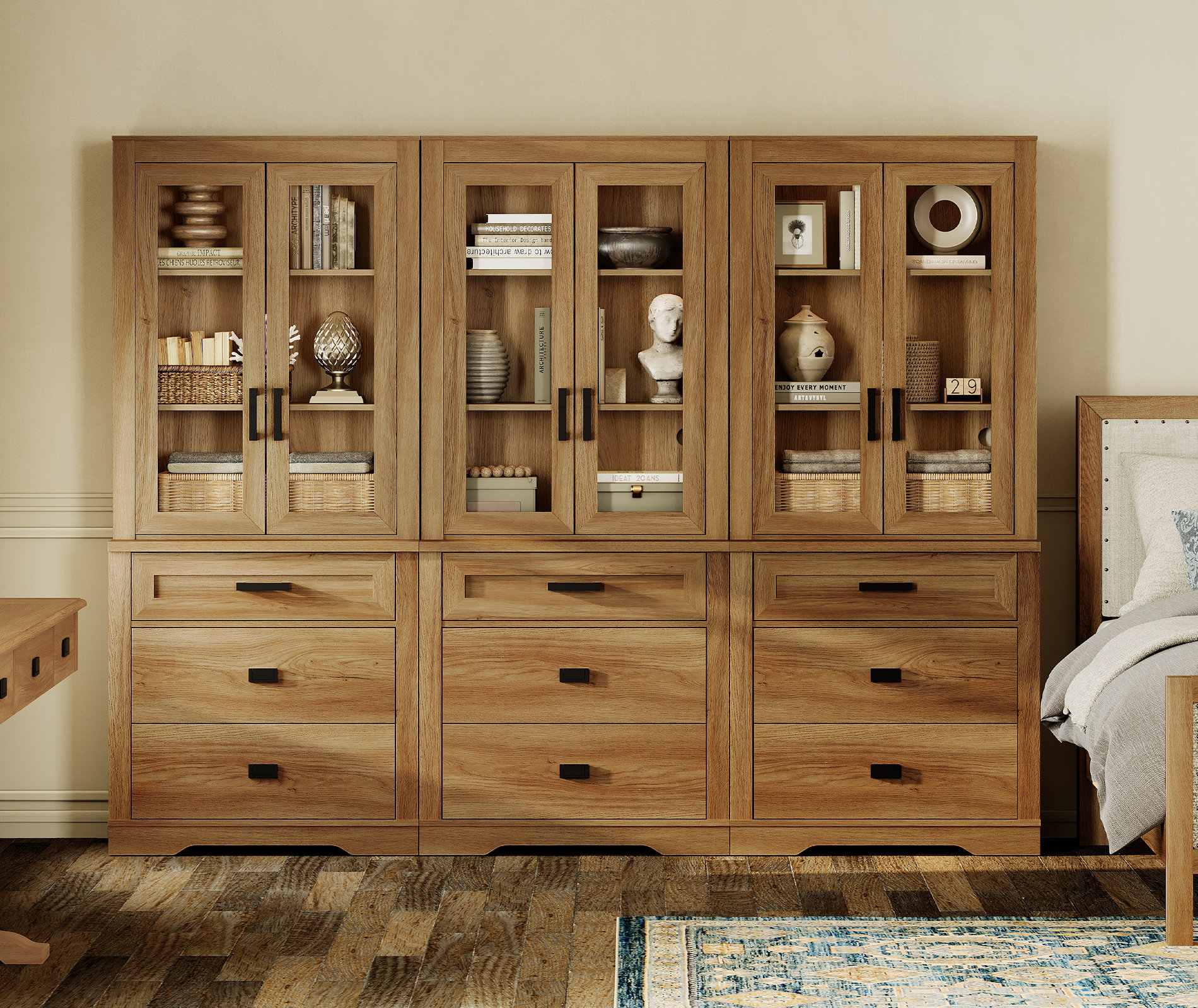 Gracie Oaks Laziza 3 Column 3 Tier Bookcase With Drawer,73.3