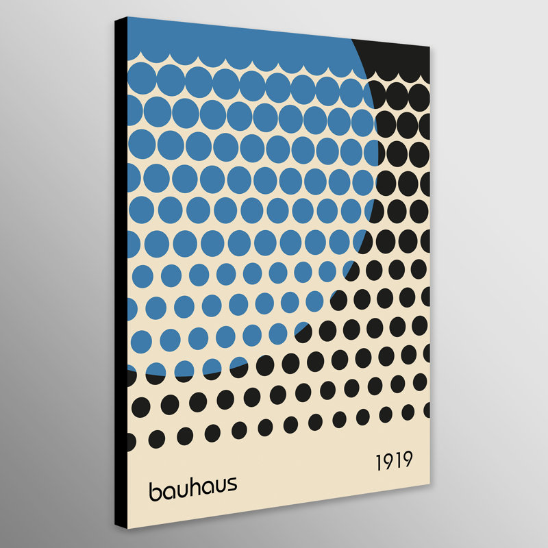 Bauhaus Bauhaus - Circles On Circle Blue Wall Art - Print on Canvas, 31cm H x 21cm W x 4cm D