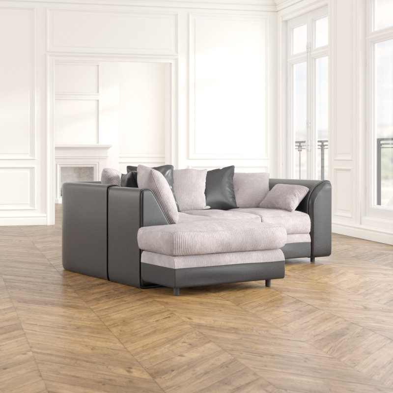 Corner Sofa, Left facing, Black/Grey