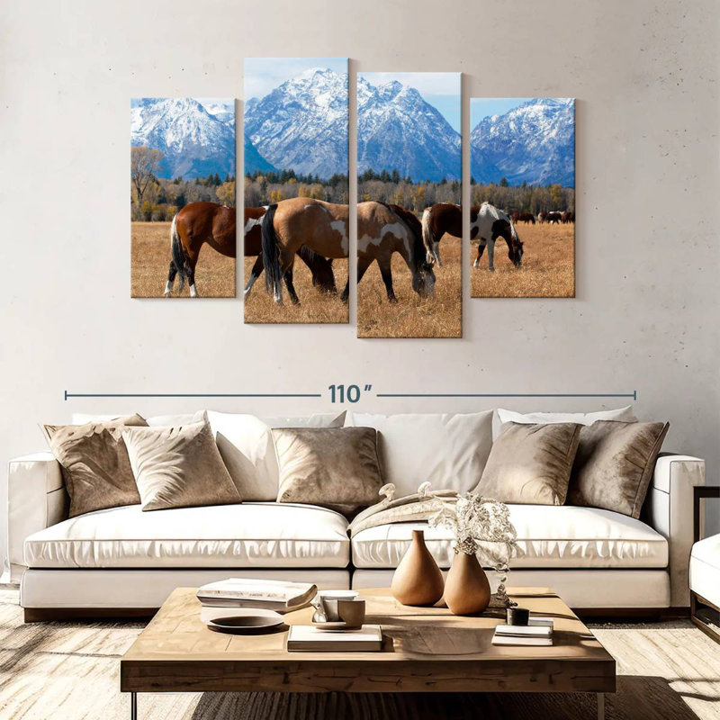 Brampt Grazing Grand Teton Horses, 54" H x 84" W
