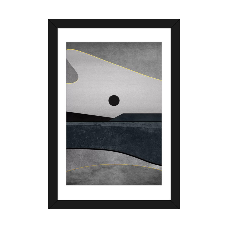 « minimal landscape ix », impression sur toile, H 24 po x l 16 po x P 1 po, Papier d'art encadré noir, Blanc