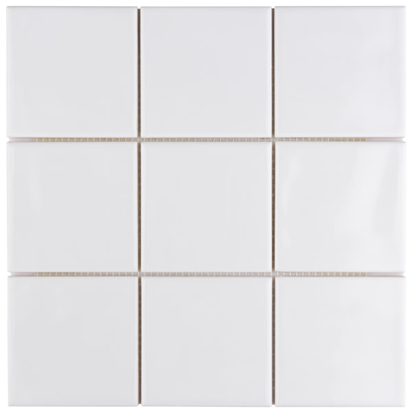 Twist Square White Ice 11-3/4" x 11-3/4" Ceramic Mosaic Wall Tile