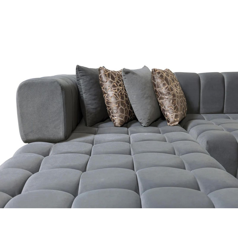Canapé modulaire en velours Ariana, Velours gris