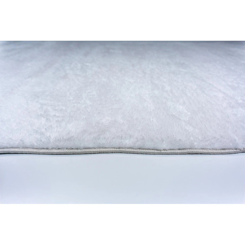 Tapis blanc à poils longs Kiam, Ovale 3 pi 4 po x 16 pi 5 po