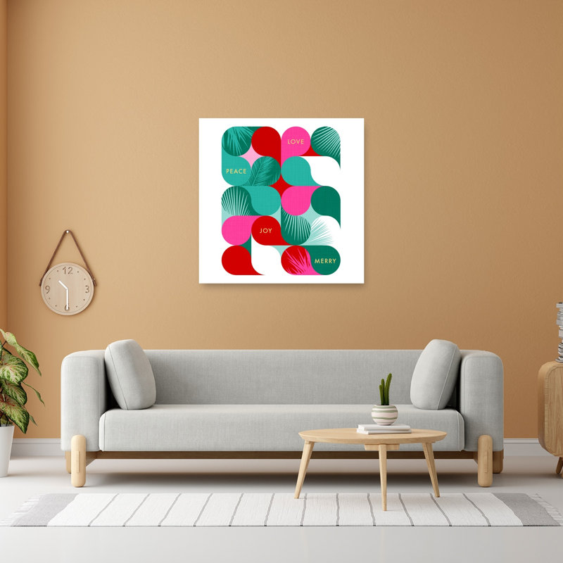 Modern Tropical Christmas Abstract Bold Colorful Palm Summer Tropical Wall Art Print by Dominique Vari - Wrapped Canvas Print
