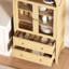 Grand garde-manger arqué 71 po, armoires arquées en bois de style campagne moderne avec portes en verre trempé et 2 grands tiroirs et tablettes réglables