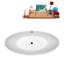 63" Streamline Freestanding Soaking Acrylic Bathtub With Drain and Bamboo Tray-1622258320