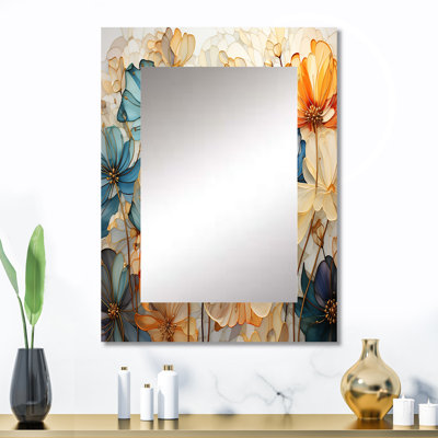 Teal Orange Petal Mosaics II - Botanicals
