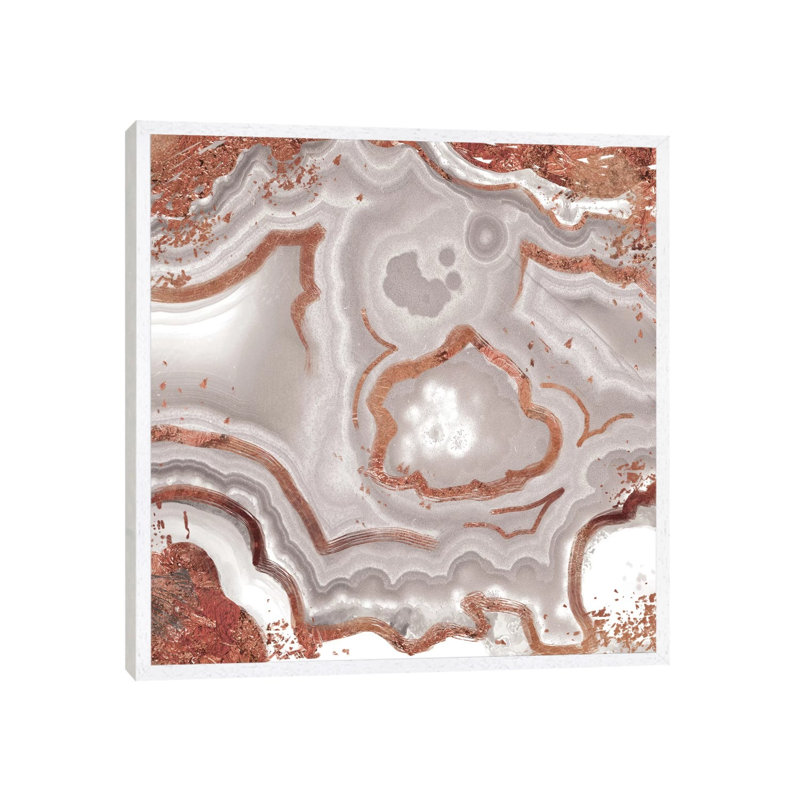 Rose Gold White Luster - Print on Canvas, White Framed, 45.72 cm H x 45.72 cm W