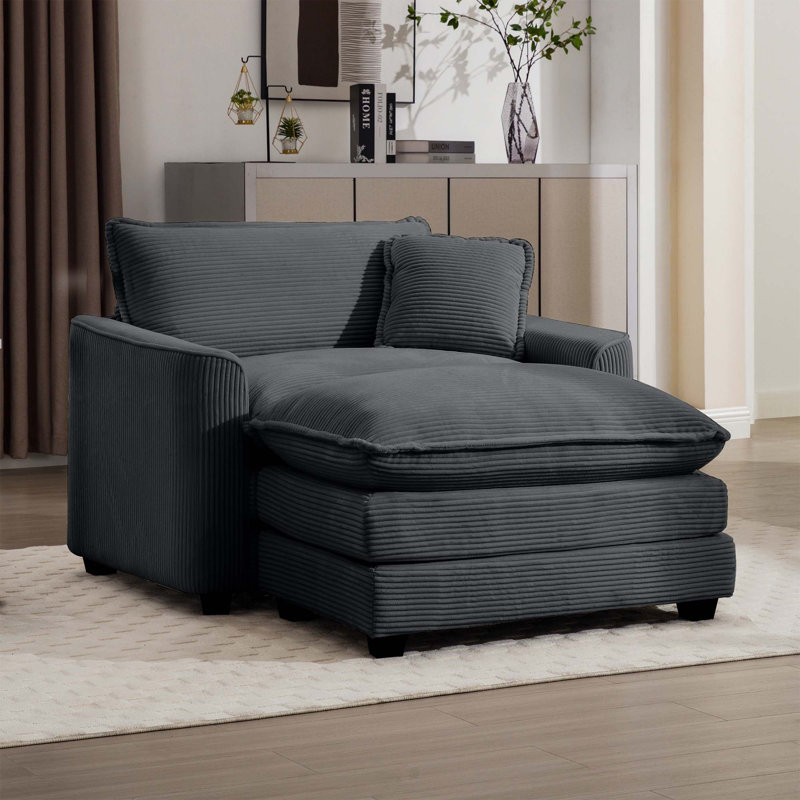 Fauteuil d'appoint simple en velours côtelé, Gris