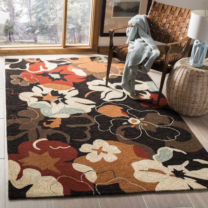 Doyle Hand Hooked Performance Floral Rug, Rectangle 3'6" x 5'6"