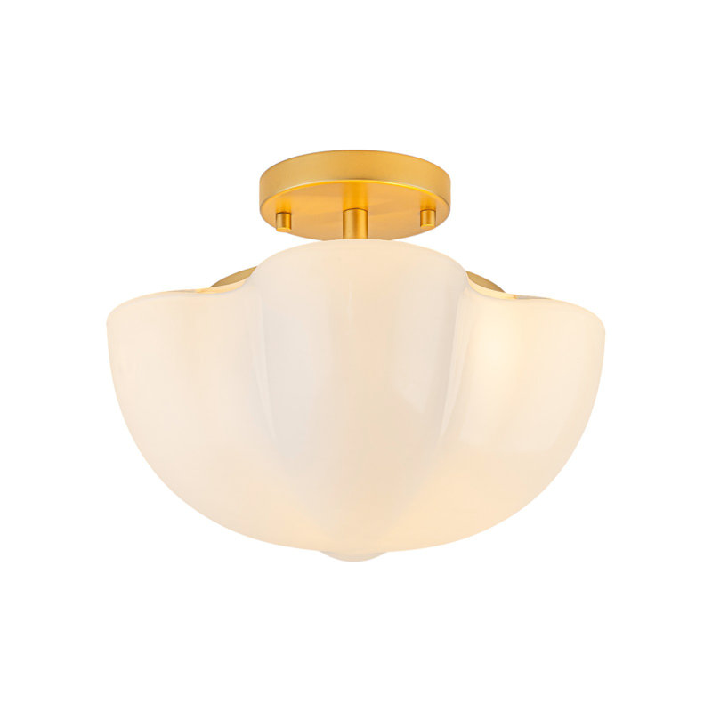 Plafonnier semi-encastré 3 lumières avec verre blanc brillant