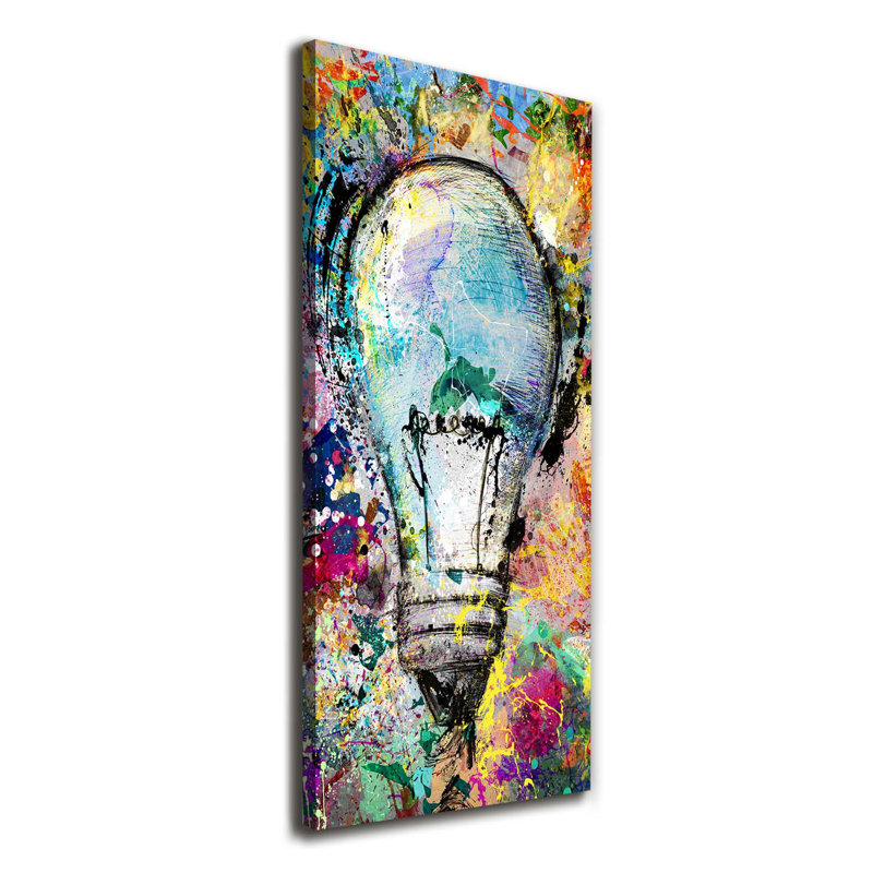 Colourful Light Bulb - Wrapped Canvas Print