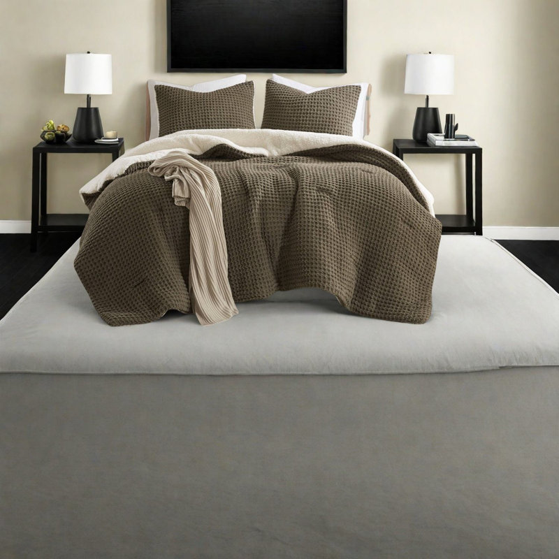 Luxury Waffle Knit Bedding Sets, Polyester Comforter, Chic Home Style