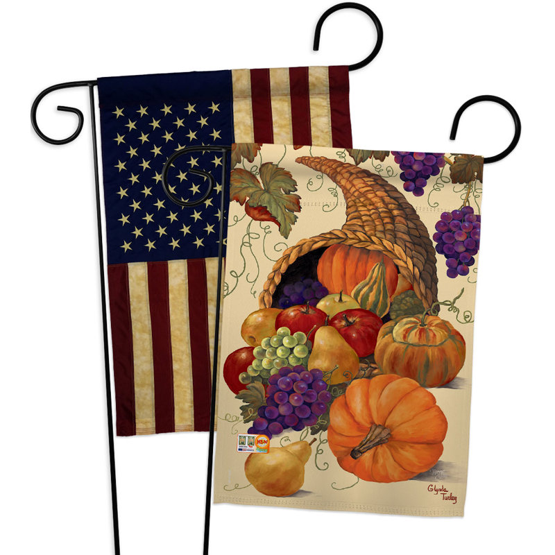 Drapeau de jardin en polyester 18,5 x 13 po Cornucopia