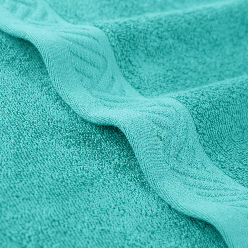 Olender Certified Egyptian Cotton Medium Weight Textured Soft Absorbent Solid 3 Piece Assorted Bathroom Towel Set, Turquoise