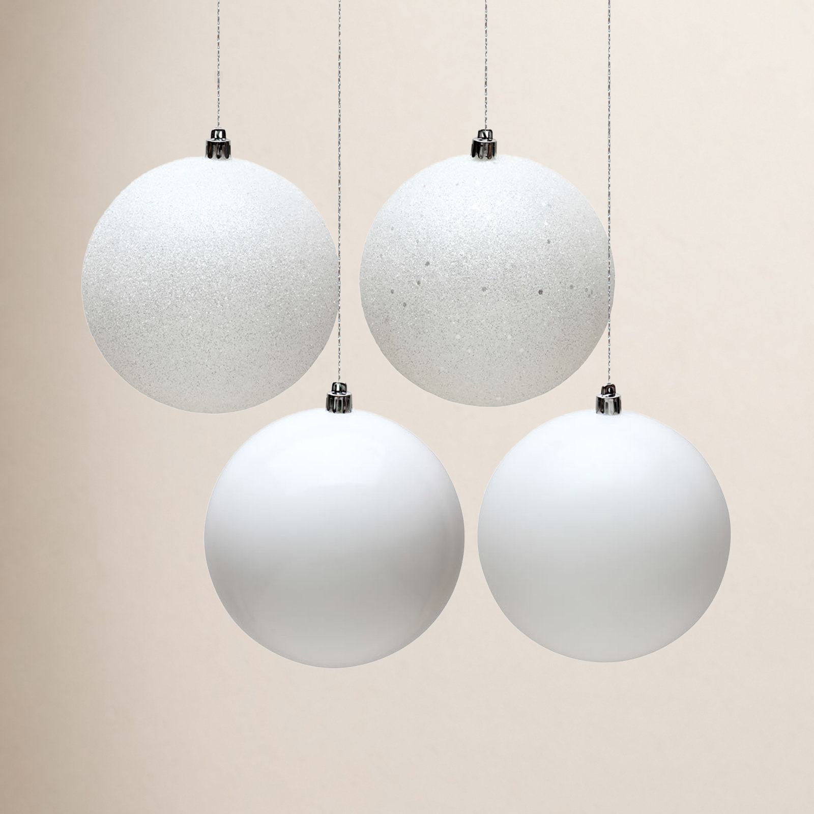 Holiday Décor Ball Ornament, White, 4" H x 4" W x 4" D