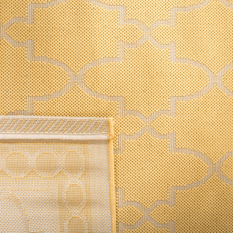 Tapis intérieur / extérieur jaune / beige Arneshia, Rectangle 6 pi 7 po x 9 pi 6 po
