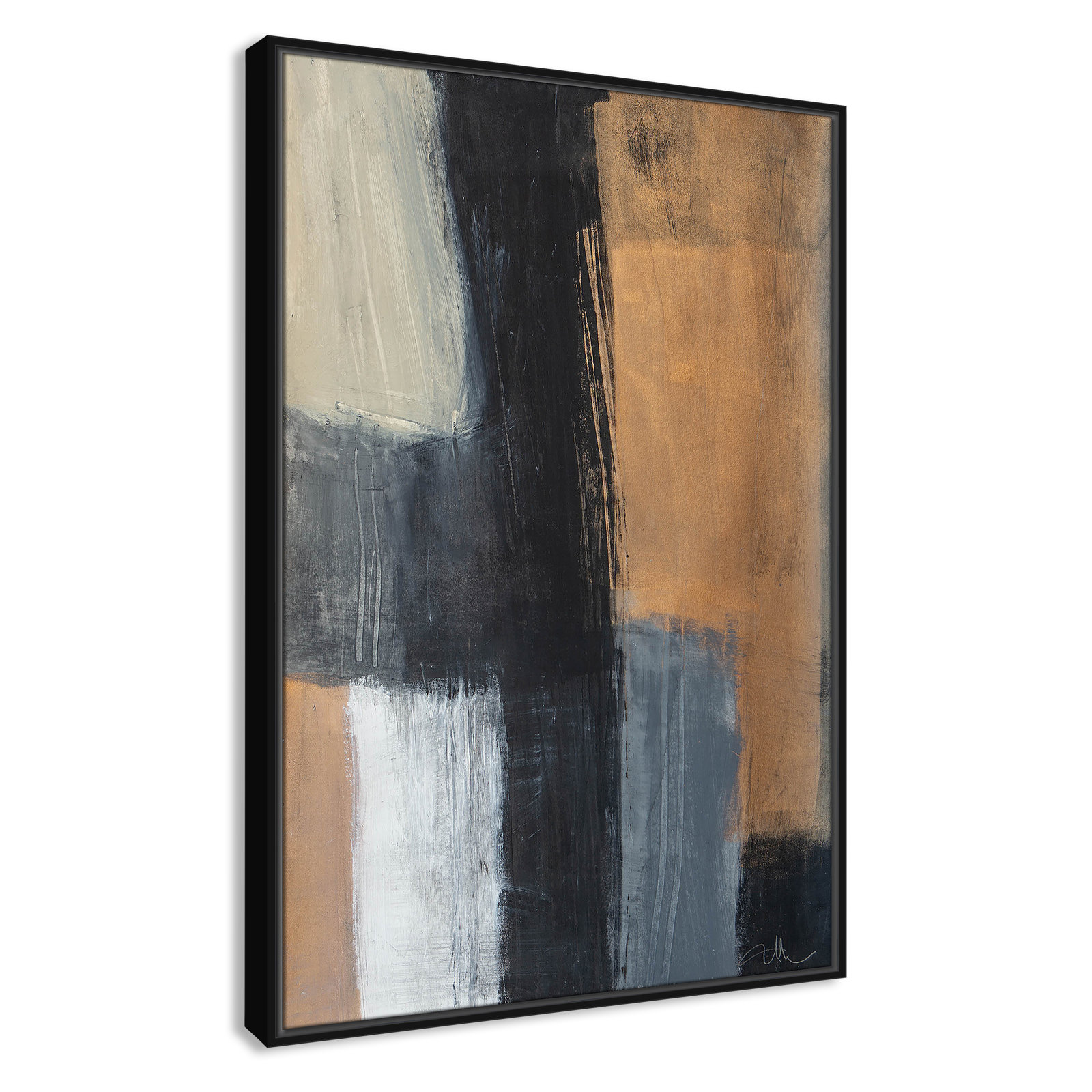 Calderon "Metallic Slate II" Print, 37.5" H x 25.5" W x 2" D, Black Floater Framed, No Mat