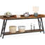 Console industrielle très longue de 70,9 po, canapé brun rustique derrière le canapé, table de bar étroite dans le couloir d'entrée, mobilier d'appoint haut pour le salon